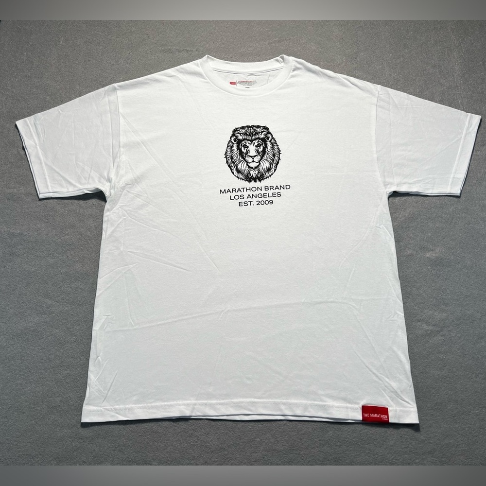 Marathon Brand Vintage Lion Graphic T-Shirt Men’s XL White Cotton Streetwear